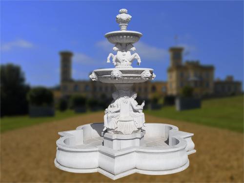 Marble Water Fountain with Horse and Roman Lady statue