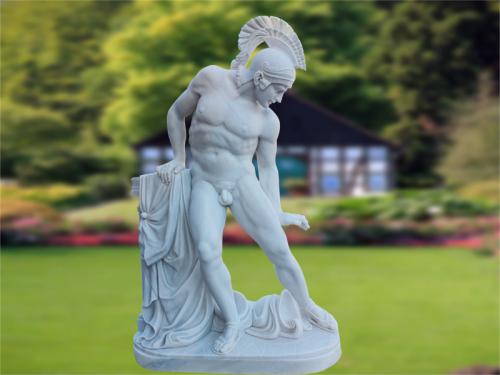White marble warrior sculpture man statue for garden decoration