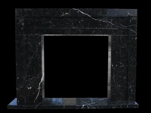 Black Marble Fireplace with White Veins