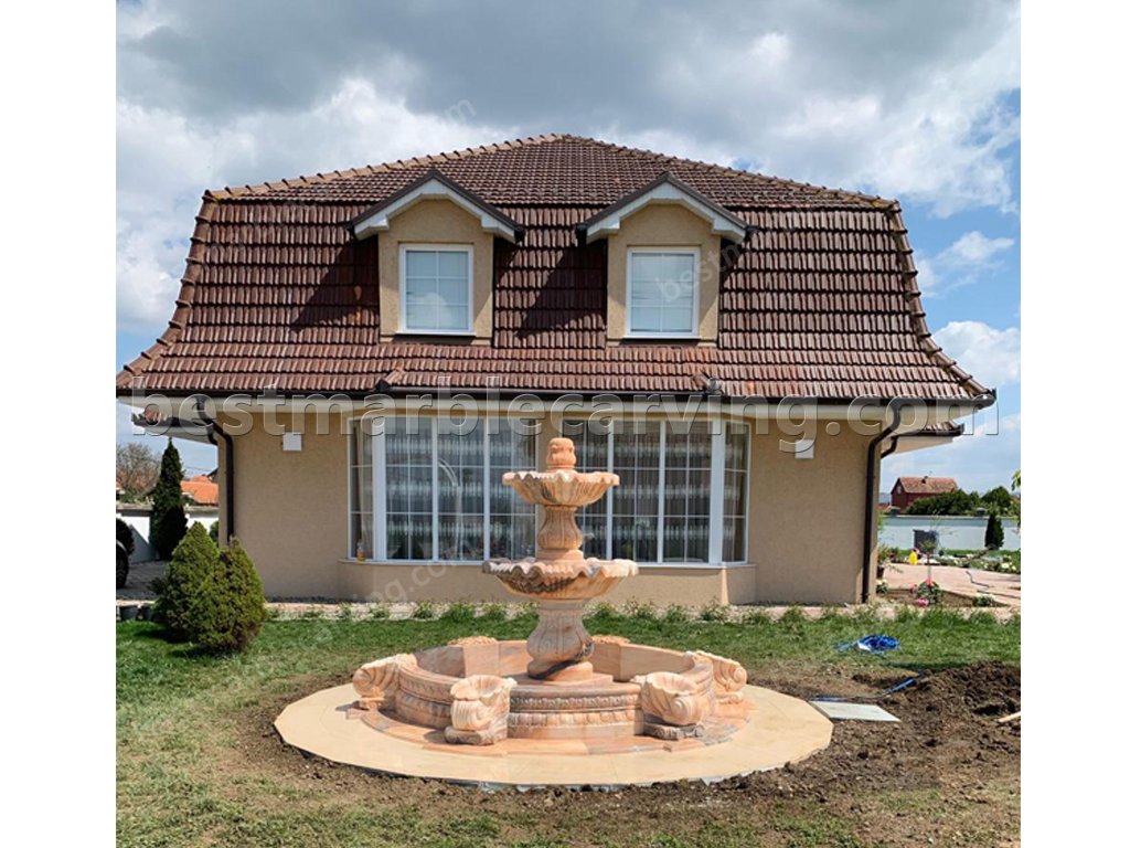 Our Marble Fountain Is Installed at A Customer's Backyard marble fountain (2)